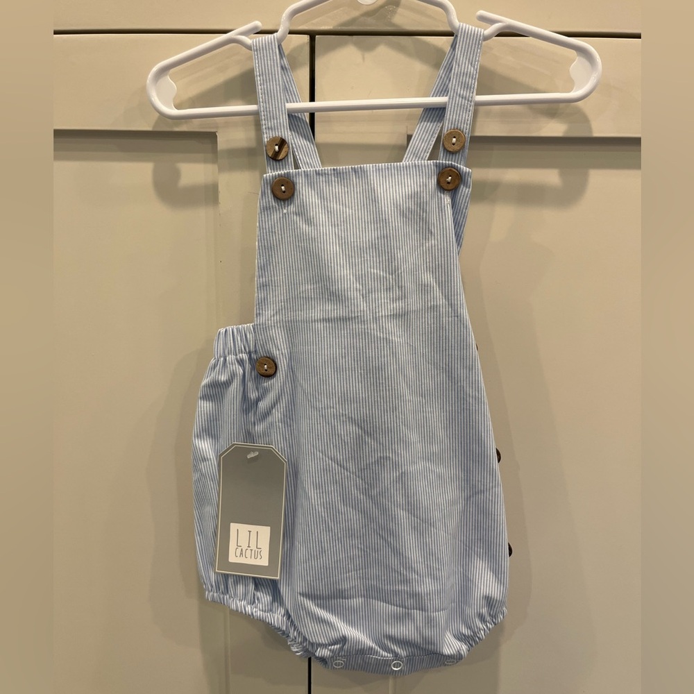 NWT Lil Cactus Blue White Striped Sun Suit